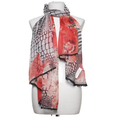 Châle (Rouge, Gris, Multicolore) de 1982 Polyester