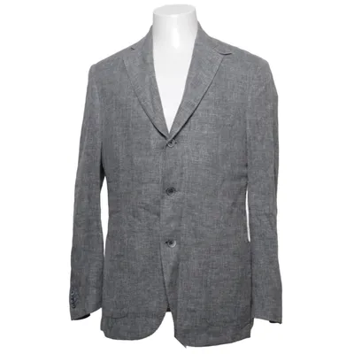 Blazer (Gris) de Corneliani Lin, Laine, Soie, Cupro