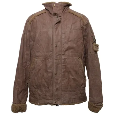 Shearling jas (Bruin) van JCC Collection Acryl, Leer, Polyester