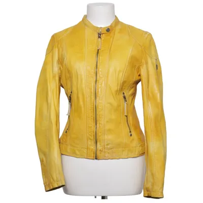 Läderjacka (Gul) från Gipsy Bomull, Skinn, Polyester