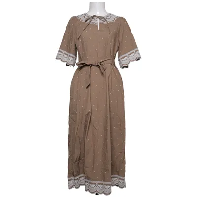 Jurk (Bruin, Wit) van Atelier Reve Katoen, Viscose