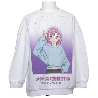 Sweatshirt (White, Multicolored) from Smiley World Cotton, Polyester