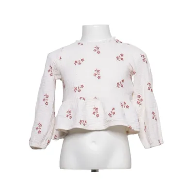 Blouse (Beige, Rood) van Zara Katoen, Polyester