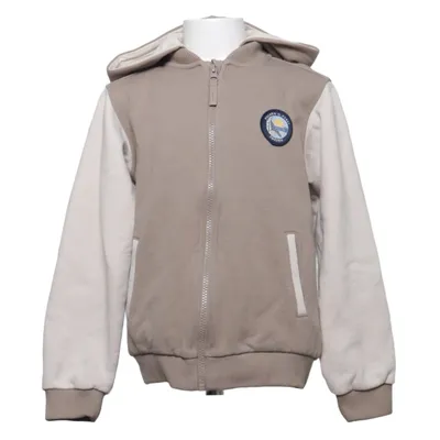 Capuchon sweater (Beige, Wit) van Polarn O. Pyret Organisch katoen