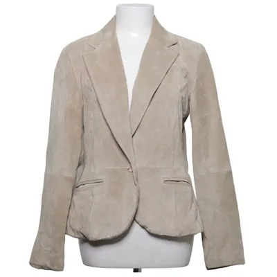 Leather blazer (Beige) Leather, Polyester