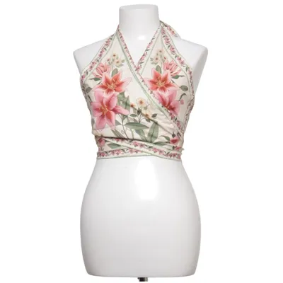 Halter neck top (Beige, Pink, Green) from Shein Elastane, Polyester