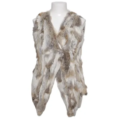 Bont gilet (Bruin, Grijs, Wit) van Hollies Stockholm Katoen, Polyester, Konijnenbont