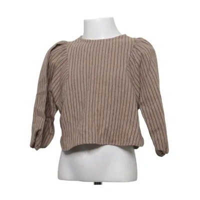 Blouse (Beige, Bruin) van Zara Acryl, Katoen, Polyester