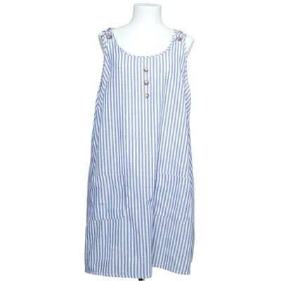 Hängselklänning (Blå, Vit) från Shein Curve Bomull, Polyester