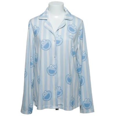 Pyjamasskjorte (Blå, Hvid) fra Sesame Street Elastan, Polyester