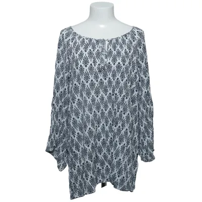 Blouse (White, Blue) from Plus Size Viscose