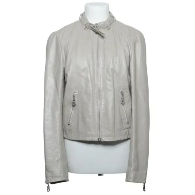 Biker jacket (Beige) from BZR by Bruuns Bazaar Acrylic, Cotton, Leather, Polyester