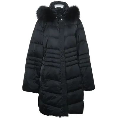 Daunenmantel (Grau) von Laurèl Daune, Feder, Fuchspelz, Polyester