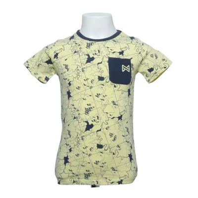 T-shirt (Jaune, Bleu) de Koko Noko Coton, Élasthane