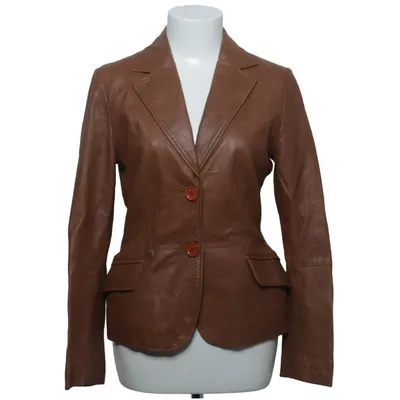 Læderblazer (Brun) fra Zara Basic Læder, Polyester