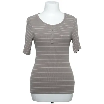 Henley T-shirt (Beige, Hvid) fra Cubus Elastan, Viscose