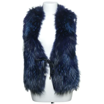 Pälsväst (Blå, Svart) från Manoush Rävpäls, Skinn, Polyester, Kaninpäls, Ull