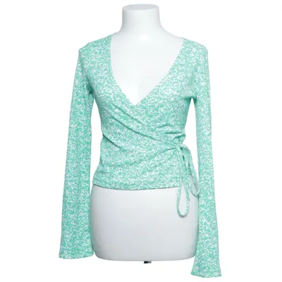 Slå-om bluse (Grøn, Hvid, Flerfarvet) fra Gina Tricot Elastan, Polyester