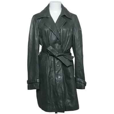 Leather coat (Gray) from Gipsy by Mauritius Polyester, Leather