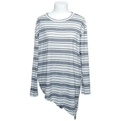Långärmad t-shirt (Blå, Vit) från DeVal Woman Elastan, Polyester, Viskos