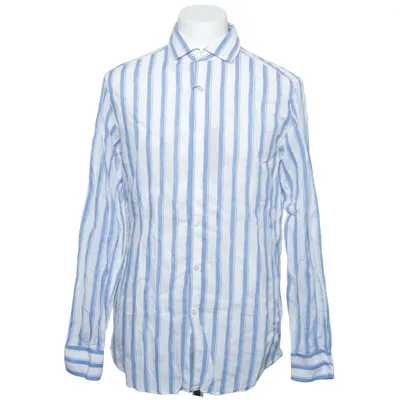 Shirt (Blauw, Wit) van Massimo Dutti Katoen, Linnen