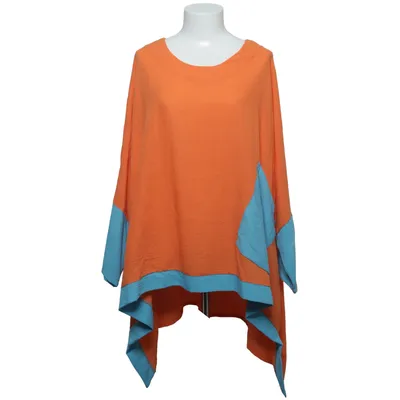 Top (Orange, Blue) from AKH Fashion Linen, Polyester, Viscose