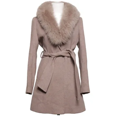 Coat (Beige) from Skinnwille Cashmere, Fox fur, Polyester, Viscose, Wool