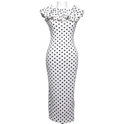 Maxi jurk (Wit, Zwart) van Cosmina Elastaan, Polyester