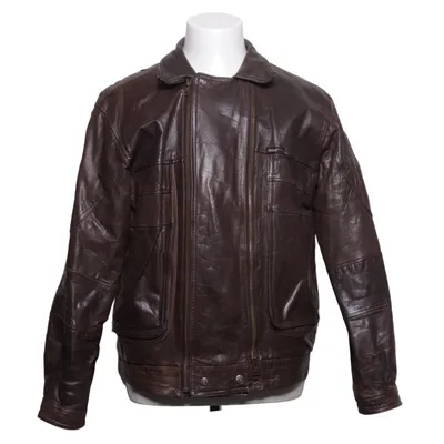 Leather jacket (Brown) from Petroff Acrylic, Cotton, Leather, Polyester