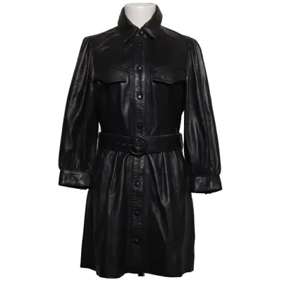 Ledermantel (Schwarz) von Uterqüe Leder, Polyester