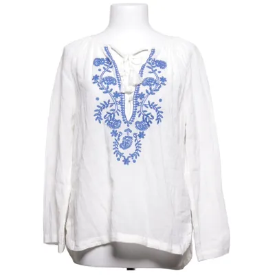 Blus (Vit, Blå) från Indiska Bomull, Polyester