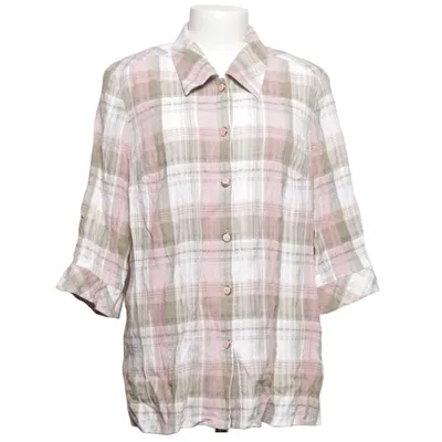 Blouse (Green, Pink, White) from Atelier Creation Linen, Polyester, Viscose