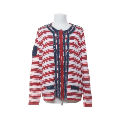 Cardigan (White, Red) from Laura Kent Acrylic, Cotton