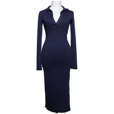 Maxikjole (Glam Collar Ls Dress) fra Nelly Elastan, Polyester