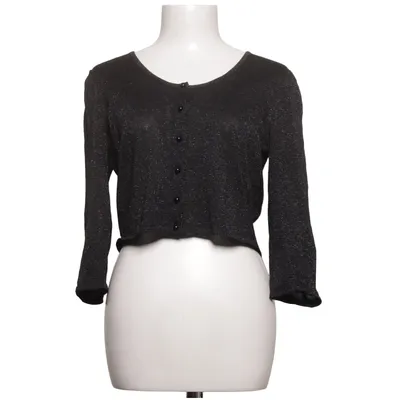 Cardigan (Gray) from Zoul Metallic fiber, Viscose
