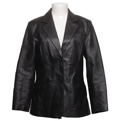 Leren blazer (Zwart) van Saki Leer, Polyester