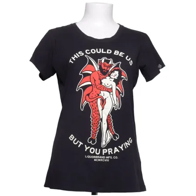 T-shirt (Zwart, Meerkleurig) van Liquor Brand Katoen