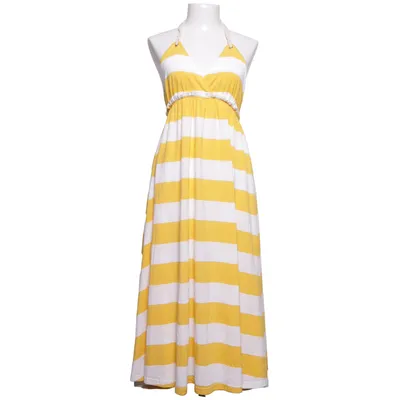 Halterneck dress (Yellow, White) from H&M Polyester, Viscose