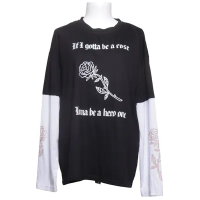 Langarmshirt (Schwarz, Weiß) Baumwolle, Polyester