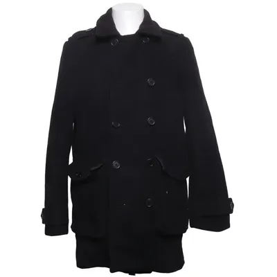 Pea coat (Black) from Adam Polyester, Wool