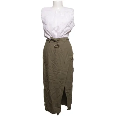 Jurk (Wit, Groen) van Zara Linnen, Viscose