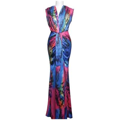 Maxi dress (Blue, Pink, Multicolored) from Flammode Elastane, Polyester