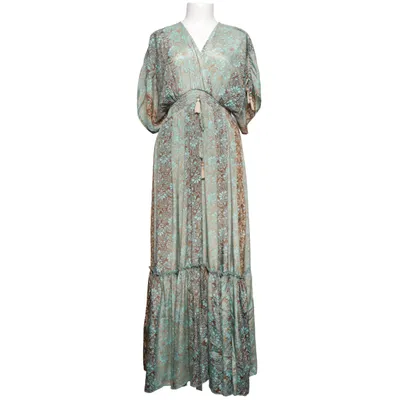 Maxi jurk (Blauw, Bruin, Meerkleurig) van B&B Zijde