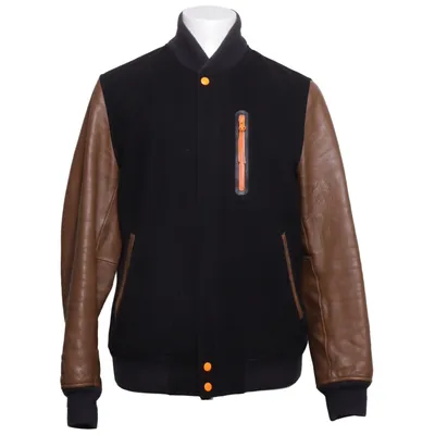 Collegejakke (Sort, Brun) fra Nike Læder, Polyamid, Polyester, Uld