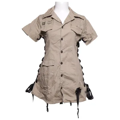 Skjortekjole (Beige, Sort) fra Leg Avenue Bomuld, Elastan