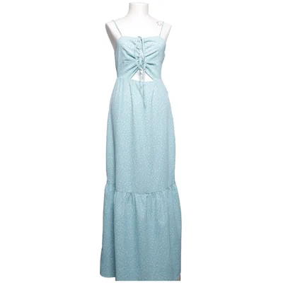 Maxikjole (Turkis, Hvid) fra Divided by H&M Polyester, Elastan