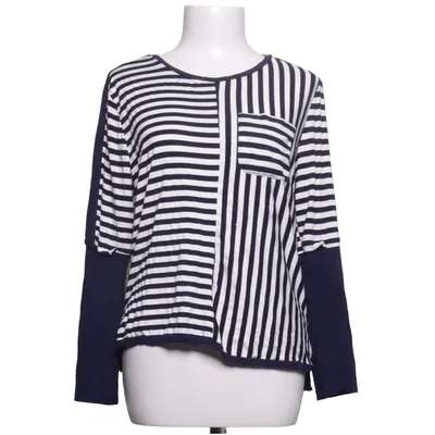 Langærmet t-shirt (Blå, Hvid) fra Oxxyzen Elastan, Viscose