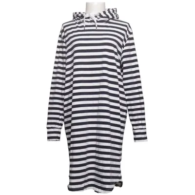 Capuchon jurk (Blauw, Wit) van Kaffe Katoen, Elastaan