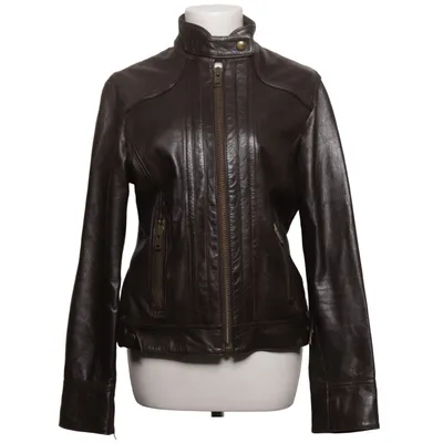 Läderjacka (Brun) från Mango Collection Bomull, Skinn, Polyester
