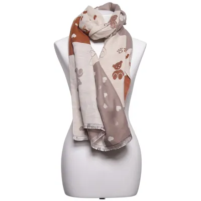 Sjaal (Bruin, Beige) van Cashmere-Feeling Viscose, Wol